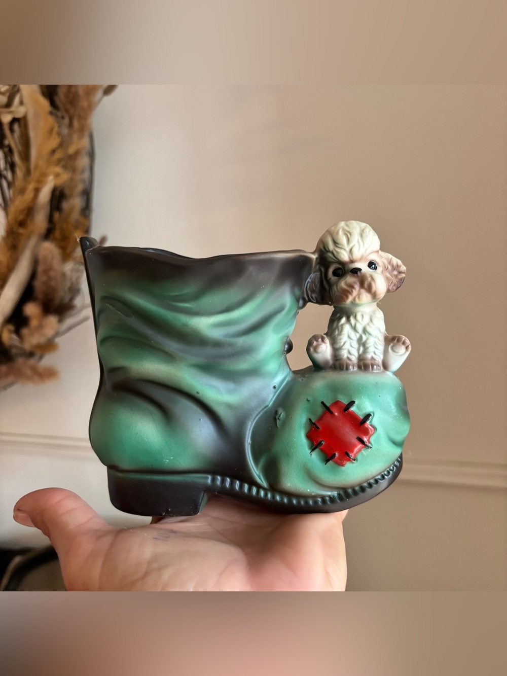 Vintage 50’s Poodle Dog Boot Ceramic Planter